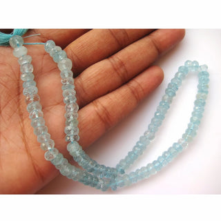 Blue Topaz Beads, Swiss Blue Topaz Rondelles, Faceted Rondelle Beads, 6mm Beads, 6 Inch Half Strand, 47 Pieces Approx