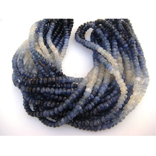 Shaded Natural Blue Sapphire Faceted Rondelle Beads 4mm Sapphire Beads 16 Inch Strand
