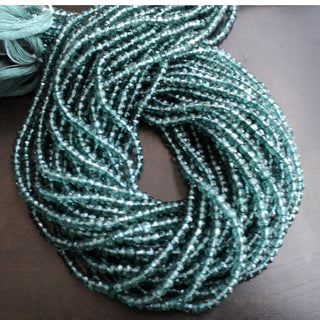 13 Inches 4mm Wholesale Coated Quartz, Moss Aquamarine Color, Micro Faceted Rondelle Beads, Sold As 1 Strand/10 Strand/50 Strands, SKU-WS317