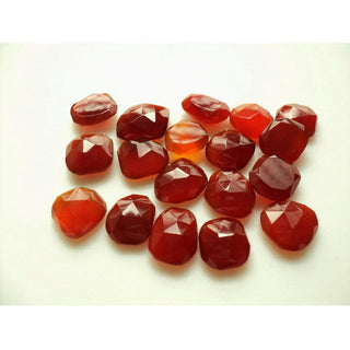 10 Pieces 12-15mm Red Chalcedony Red Onyx Faceted Rose cut Flat Back Loose Cabochons RS6