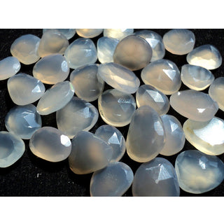 11 Pieces 20mm To 14mm Each Chalcedony Rose Cut Flat Grey Color Loose Cabochons RS9