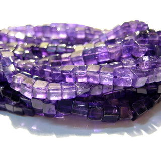 Natural Amethyst Smooth Box Beads, 4.5mm Amethyst Box Beads, 8 Inch Strand