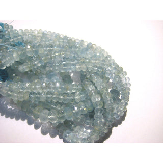 Aqua Blue Aquamarine Israel Cut Rondelle Beads, 6mm Each, Sold As 5 Inch Half Strand/10 Inch Strand, GFJP