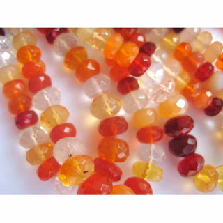 Fire Opal Beads, Mexican Fire Opal, Opal Beads, Opal Faceted Rondelles, 18 Inch Strand, 3mm To 6mm Each