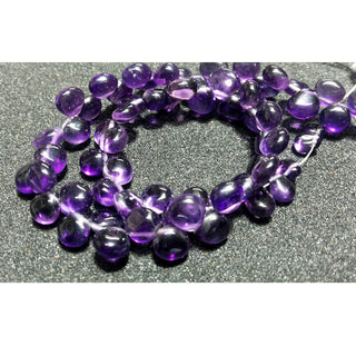 Amethyst Smooth Heart Shaped Briolette Beads, 7mm to 8mm & 8mm To 10mm Amethyst Heart Shaped Beads, 4 Inch half Strand