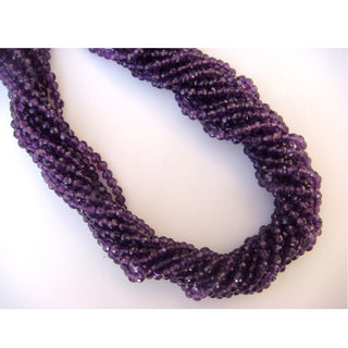 4mm Purple Color Amethyst Rondelle Beads, Micro Faceted Rondelles, 13 Inch Strand, Sold As 1 Strand/5 Strand