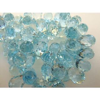 Blue Topaz, Micro Faceted, Tear Drop Beads - 8x5mm Each - 11 Pieces Approx