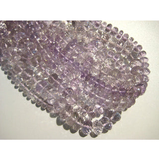 Pink Amethyst Faceted Rondelles, 5mm To 7mm And 9mm Pink Amethyst Rondelle Beads, Sold As 12 Inch Strand