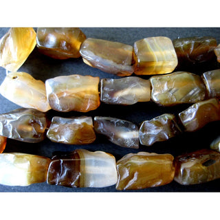 Onyx Nuggets - 21mm To 15mm Brown Onyx Nuggets - Natural Rough - Direct From The Mines - 18 Inch Strand