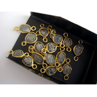 10 Pcs Raw Gray Diamond Connectors, 925 Silver Connectors, Rough Diamond Connectors, Uncut Diamond, 7mm Approx