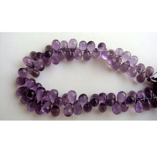 Natural Amethyst Faceted Teardrop Briolette Beads, 8mm To 10mm Amethyst Briolette Drops, 5 Inch Approx
