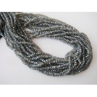 4mm 13 Inches Each Wholesale Labradorite Color Coated Quartz Micro Faceted Rondelle Beads, Sold As 1 Strand/10 Strand/50 Strands, SKU-WS120