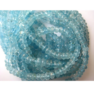 Swiss Blue Topaz Faceted Rondelle Beads 5mm Blue Topaz Beads, 4 Inch Half Strand