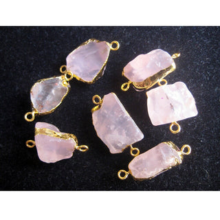 Raw Rose Quartz Connectors, Raw Gemstone Connectors, Natural Rose Quartz Crystal, Rose Quartz Rough, 5 Pieces, 22mm To 28mm Approx