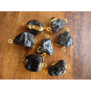 Raw Black Onyx Connectors, Raw Gemstone Connectors, Natural Black Onyx Connectors, Black Onyx Rough, 5 Pieces, 22mm To 28mm Approx