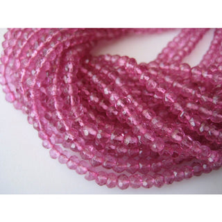 13 Inches 4mm Wholesale Pink Coated Quartz Micro Faceted Rondelle Beads, Sold AS 1 Strand/5 Strand/50 Strands,SKU-WS119