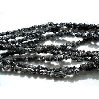 Black Rough Raw Diamond Tumbles Loose, Conflict Free Uncut Earth Mined Heated Black Diamond Beads, 3mm To 4mm Beads, 8/16 Inch, DDS773/12