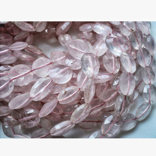 Rose Quartz Beads, Faceted Oval Beads, Gemstone Beads, 8mm To 11mm Beads, 48 Pieces Approx, 13 Inch Strand