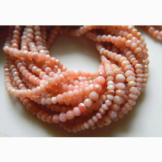 Pink Opal Bead, Peruvian Pink Opal, Opal Rondelles, 3.5mm Faceted Beads, 13 Inch Strand, Sold As 1 Strand/5 Strand/10 Strand, GFJP