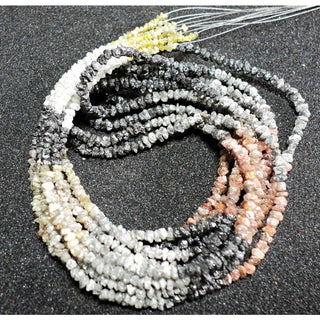 1.5mm To 3mm Black Grey Yellow Red Uncut Conflict Free Diamond Beads, Natural Raw Rough Diamond Beads Loose, 8 Inch/16 Inch, DDS773/2