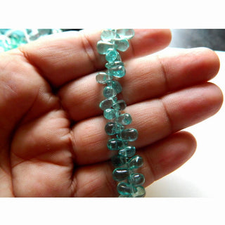 Large Blue Apatite Beads, Plain Teardrop Beads, Wholesale Price, 8mm To 12mm Each, 4 Inch Half Strand, 25 Pieces Approx