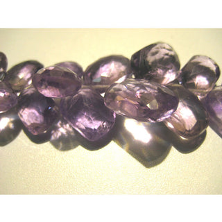 Pink Amethyst Faceted Fancy Leaf Shaped Briolette Beads, 7mm To 14mm Amethyst Fancy Shaped Briolettes, 5 Inch Half Strand