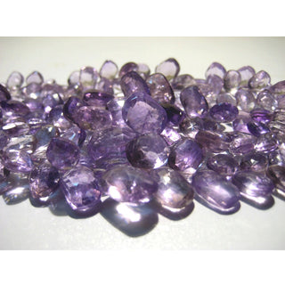 Pink Amethyst Faceted Fancy Leaf Shaped Briolette Beads, 7mm To 14mm Amethyst Fancy Shaped Briolettes, 5 Inch Half Strand