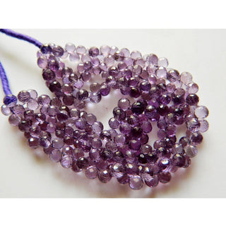 Amethyst Briolettes, Faceted Beads, Onion Briolette Beads, 8mm Each, 28 Pieces Approx, 4.5 Inch Half Strand