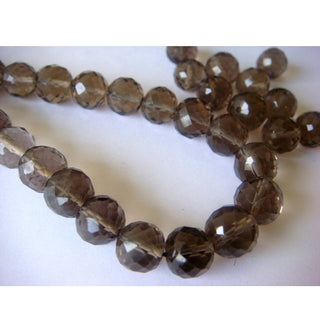 Smoky Quartz, Micro Faceted Beads, Rondelle Beads - 8 Inch Strand - 32 Pieces - 8mm Each