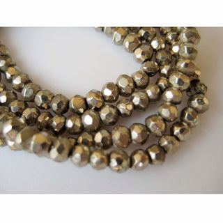 Natural Pyrite Micro Faceted Rondelle Beads, 3.5mm Beads, 13 Inch Strand, Wholesale Beads