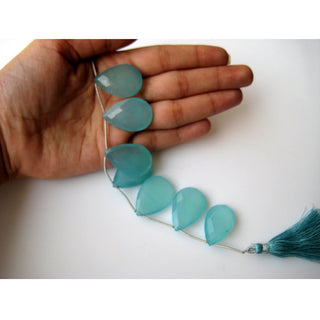 Aqua Chalcedony, Blue Chalcedony, Briolette Beads, Pear Beads, Faceted Gemstones, 20x30mm Each, 5 Pieces & 10 Pieces