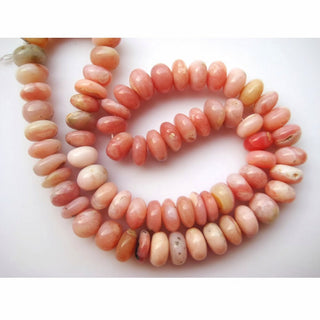 Pink Opal Beads, Peruvian Pink Opal Beads, Opal Rondelles, 10mm Each, 16 Inch Strand, 60 Pieces Approx