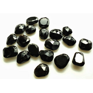 6 Pieces 14mm To 18mm Each Black Onyx Rose Cut Flat Back Loose Cabochons RS1