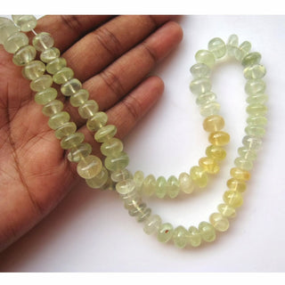 Prehnite Beads, Prehnite Rondelles, Rondelle Beads, 9mm To 10mm Each, 38 Pieces Approx, 9 Inch Half Strand