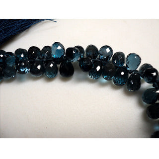 London Blue Topaz Beads - Blue Topaz Tear Drop Bead, Faceted Briolette Beads - 6x8mm Each - 10 Pieces
