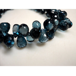 London Blue Topaz Beads - Blue Topaz Tear Drop Bead, Faceted Briolette Beads - 6x8mm Each - 10 Pieces