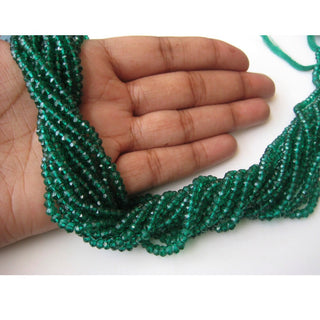 4mm 13 Inches Each Wholesale Coated Quartz Beads, Emerald Green Color Micro Faceted Rondelle Beads, Sold As 5/10/50 Strands, SKU-WS274