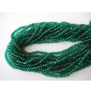 4mm 13 Inches Each Wholesale Coated Quartz Beads, Emerald Green Color Micro Faceted Rondelle Beads, Sold As 5/10/50 Strands, SKU-WS274