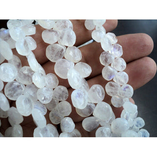 Rainbow Moonstone Beads/ Plain Heart Briolette/ Briolette Beads/ 8mm Each/ 60 Pieces Approx/ 10 Inch Strand