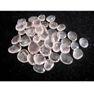 6 Pieces 14mm To 17mm Each Rose Quartz Pink Color Rose Cut Flat Loose Cabochons RS24