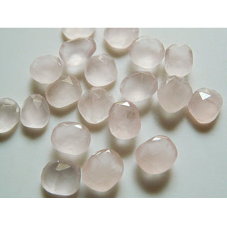 6 Pieces 14mm To 17mm Each Rose Quartz Pink Color Rose Cut Flat Loose Cabochons RS24