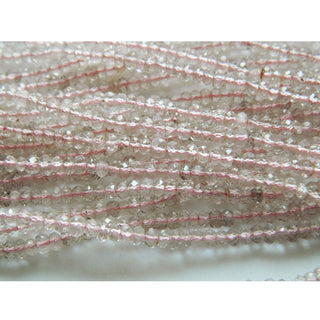 Rose Quartz Beads, , Faceted Rondelles, 3mm Beads, 13.5 Inches Each