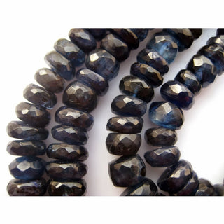 Kyanite Faceted Rondelle Beads, 7mm To 13mm Dark Ink Blue Beads, Sold As 13 Inch Strand/15 Inch Strand, GFJP