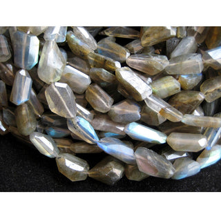 Labradorite Gemstones, Step Cut, Tumbles, Faceted Nugget Beads, 12mm To 17mm Beads, 13 Inch Strand