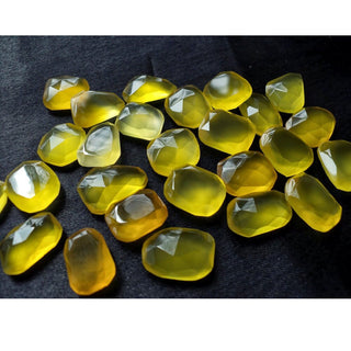 11 Pieces 13x11mm To 16x12mm Each Chalcedony Rose Cut Faceted Yellow Color Flat Rose Cut Loose Cabochons RS5
