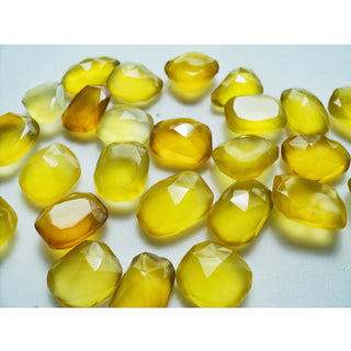11 Pieces 13x11mm To 16x12mm Each Chalcedony Rose Cut Faceted Yellow Color Flat Rose Cut Loose Cabochons RS5