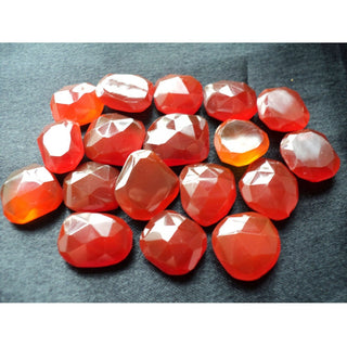 10 Pieces 12-15mm Red Chalcedony Red Onyx Faceted Rose cut Flat Back Loose Cabochons RS6