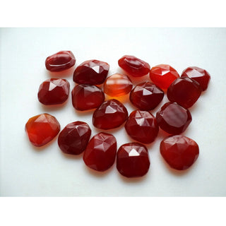 10 Pieces 12-15mm Red Chalcedony Red Onyx Faceted Rose cut Flat Back Loose Cabochons RS6