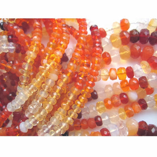 Fire Opal Beads, Mexican Fire Opal, Opal Beads, Opal Faceted Rondelles, 18 Inch Strand, 3mm To 6mm Each