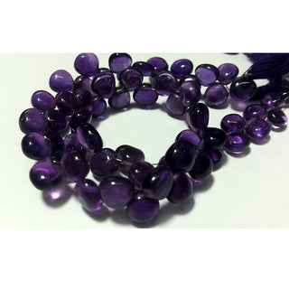 Amethyst Smooth Heart Shaped Briolette Beads, 7mm to 8mm & 8mm To 10mm Amethyst Heart Shaped Beads, 4 Inch half Strand